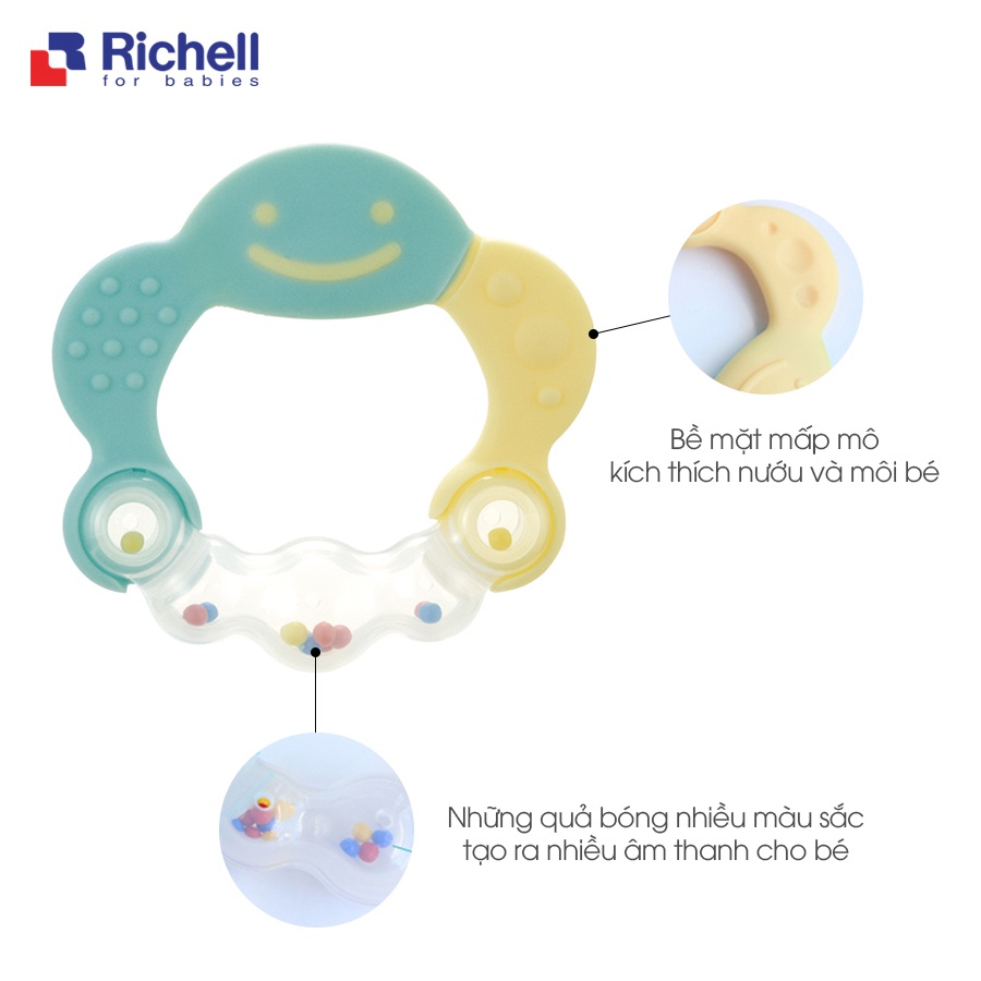 Miếng gặm nướu tròn cho bé bằng nhựa cao cấp hình đám mây Richell - RC42317 - mieng can rang cho be