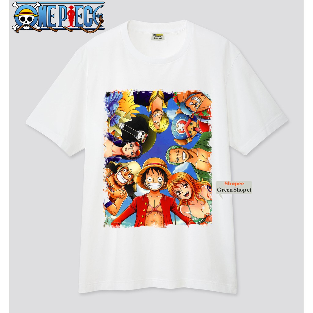Áo Thun In Hình Nguyên Nhóm Luffy One Piece  Vải Thái S088