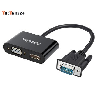 VEGGIEG & Adapter with Audio Support to HDMI VGA Splitter 1 in 2 Out
