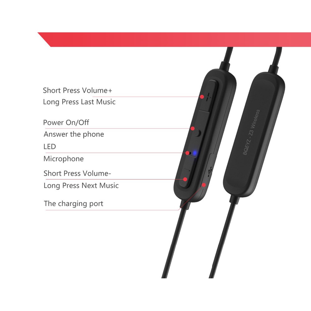 Dây Cáp Kết Nối Tai Nghe Bluetooth 5.0 AptX-HD BQEYZ Z3 MMCX 0.78mm KZ ZS10 AS12 ZS7