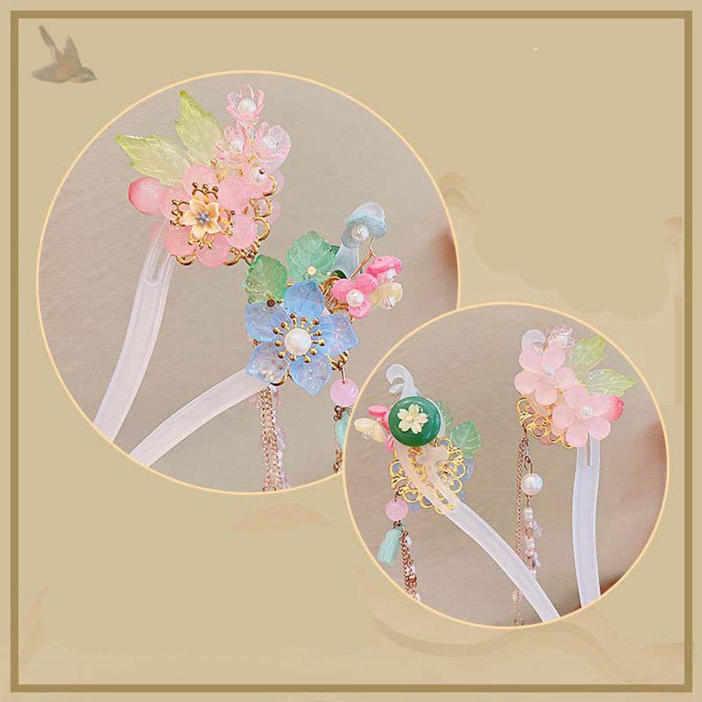 Trâm Cài Tóc Phối Tua Rua Hình Chữ U Phong Cách Trung Hoa Cổ Điển Cho Bé Gái