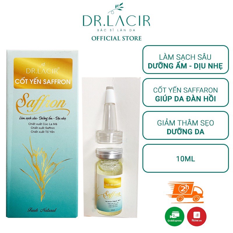 Mini Cốt Yến Saffron Drlacir,Chai 10ml,Giúp cấp ẩm cho da,se khít lỗ chân lông,Phục Hồi Da,Cân bằng độ ẩm cho da