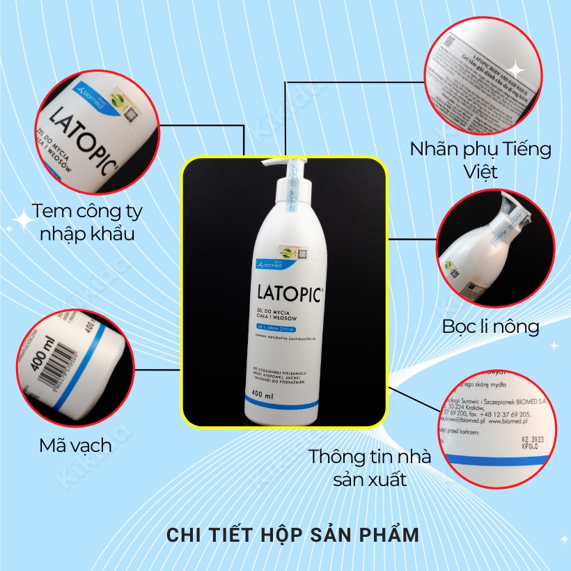 Gel tắm gội cho Bé da ngứa, di ứng LATOPIC 400ml dịu da, giảm khô ngứa - Nhập Ba Lan