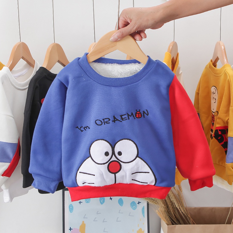 Áo Nỉ Dài Tay In Họa Tiết Doraemon Đáng Yêu Dành Cho Các Bé