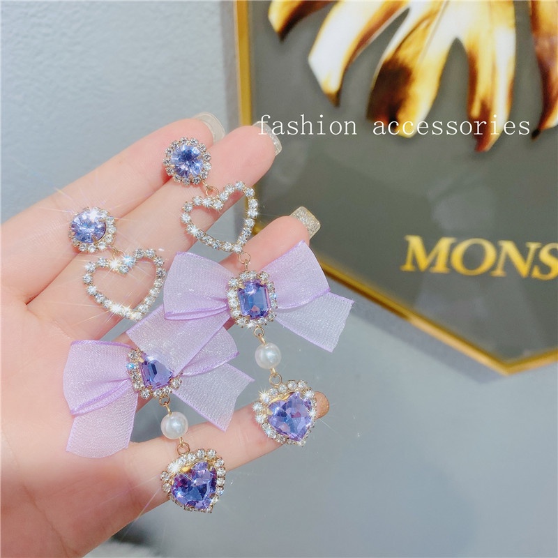 Đôi Bông Tai Dáng Dài Hình Trái Tim Đính Ngọc Trai Thời Trang Cho Nữ 2022