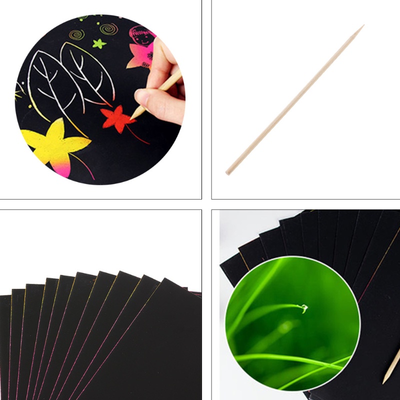 Set 10 Tờ Giấy Vẽ Tranh Khổ A4 Kèm Que Vẽ Tiện Dụng Cho Bé