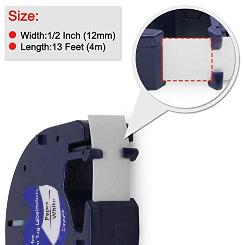 Băng Nhãn Giấy Trắng Đen Dành Cho Máy In Dymo-Letratag LT-100H LT-100T