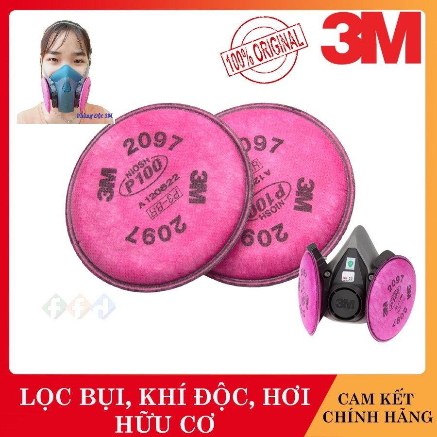 Bông Lọc Bụi Mịn Và Khí Độc 3M 2097 Dùng Cho Mặt Nạ 6200 và 7502