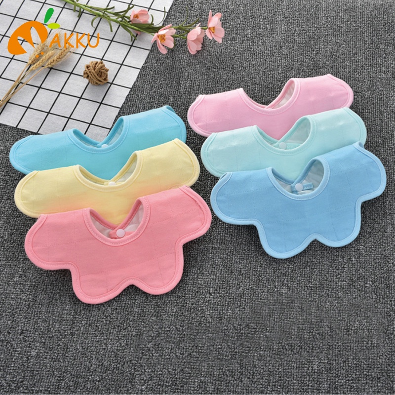 Yếm cho trẻ em khăn nước bọt trẻ em Thuần Bông yếm trẻ mới biết đi Cho ăn khăn mới sinh tròn mềm dễ thương đảo ngược AKKU