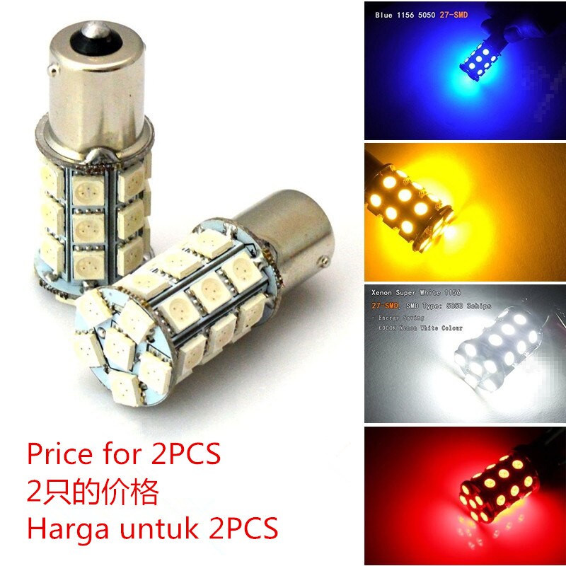 Bộ 2 Đèn LED Tín Hiệu 1156 P21W BA15S 1141 27 SMD 5050 12V 24V 1157 BAY15D P21 / 5W BAU15S PY21W Chất Lượng Cao