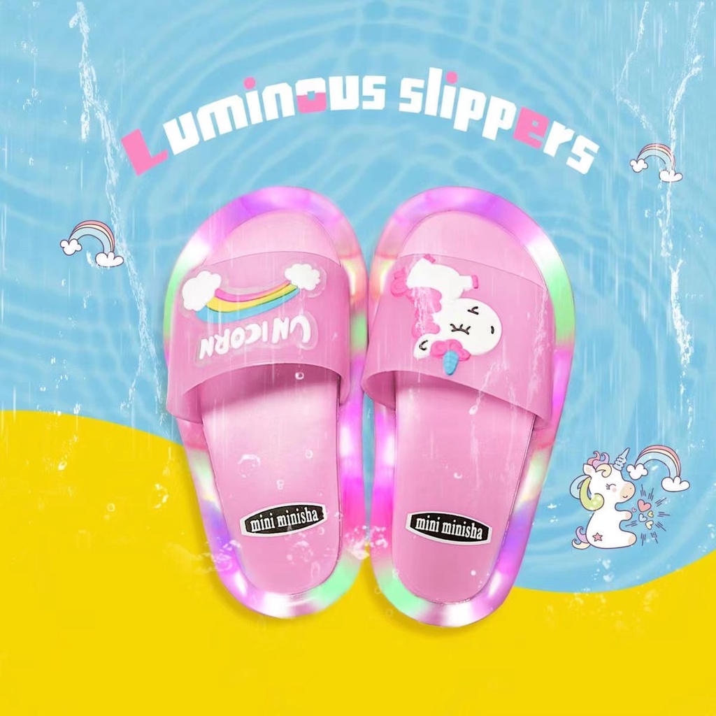 SUGE Dép Sandal Có Đèn Led Hình Kỳ Lân Nàng Tiên Cá Dễ Thương Dành Cho Bé Trai Bé Gái Trong Phòng Tắm