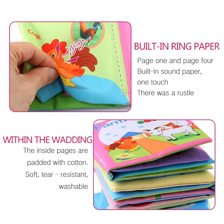 Sách vải mềm tiếng anh chủ đề động vật thú vị cho bé