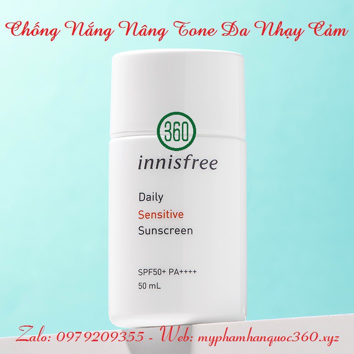 [Mẫu mới] Chống Nắng Nâng Tone Dịu Nhẹ Cho da Innisfree Daily Sensitive Sunscreen SPF50+ PA++++ (50ml)