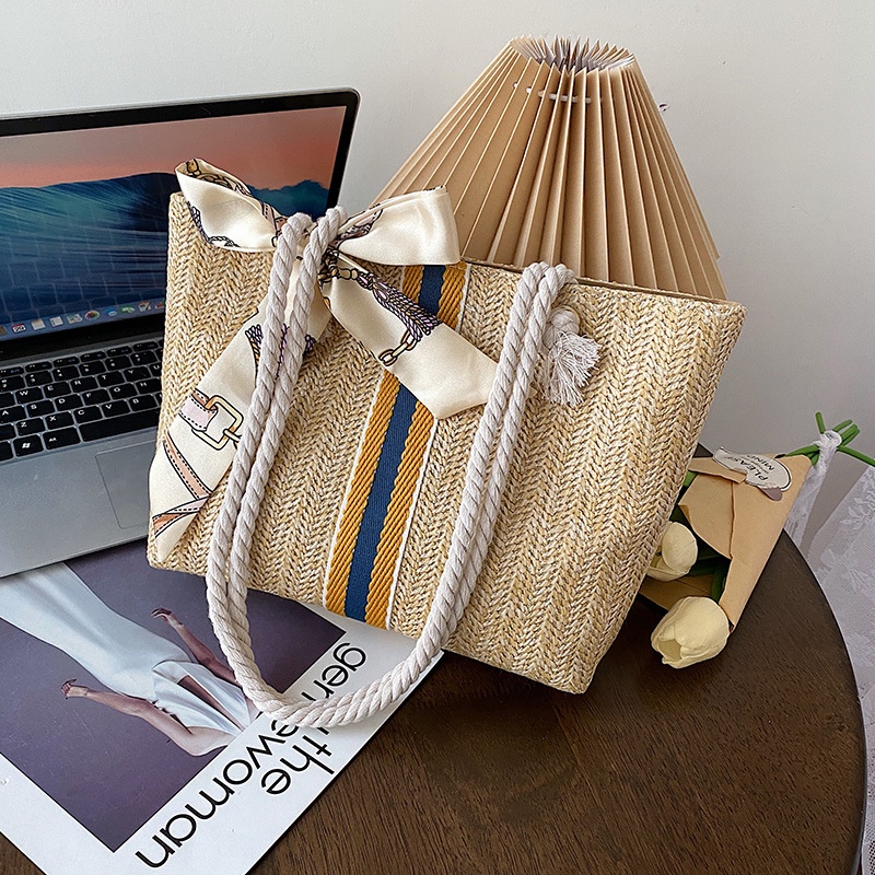 Túi Xách Đan Rơm Đơn Giản Sức Chứa Lớn Thời Trang Cho Nữ