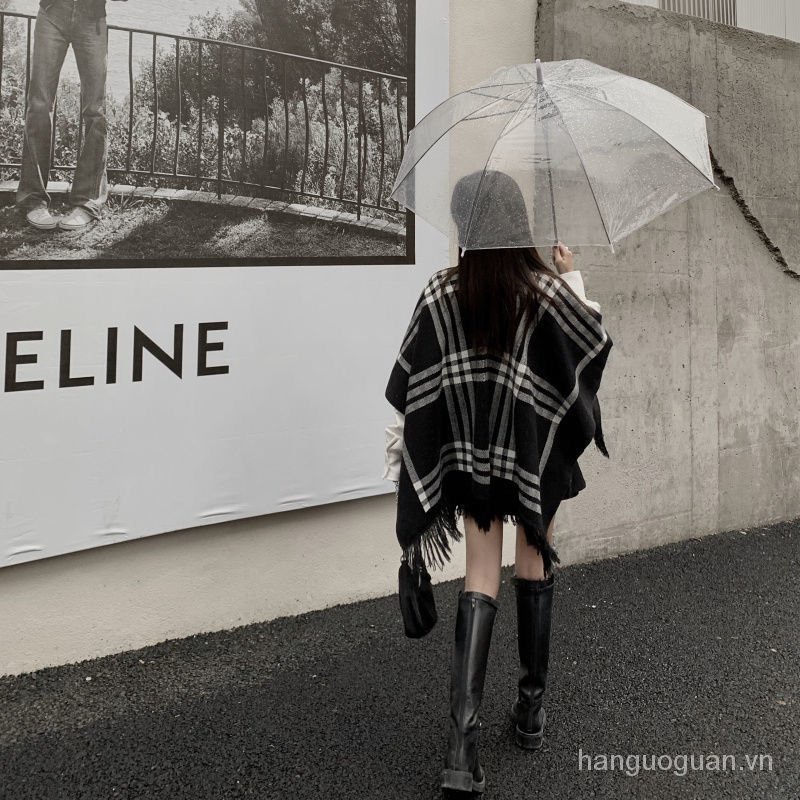 CHANEL Khăn choàng lông chồn hai mặt dáng rộng kẻ sọc trắng đen phong cách phương Tây YP0N | BigBuy360 - bigbuy360.vn