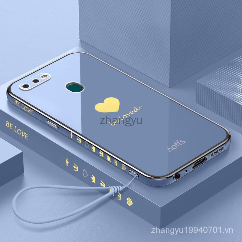 Ốp điện thoại mềm mạ điện chống sốc có dây đeo cho OPPO A7 A5S A12