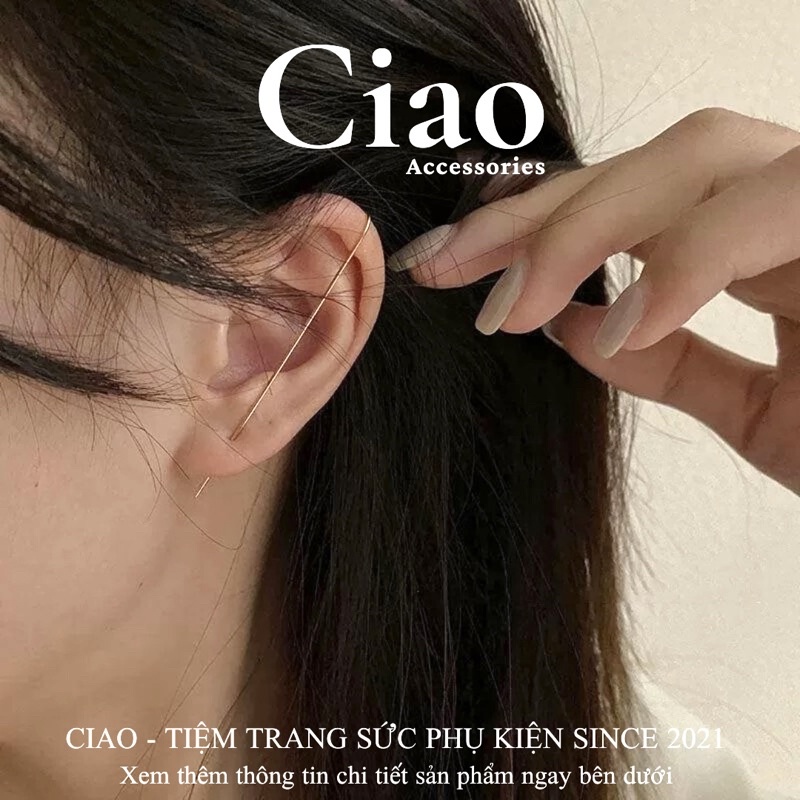 [HOẢ TỐC 1H] Khuyên tai/ Bông tai dáng dài mạ bạc S925 thiết kế mã 21 Ciao accessories