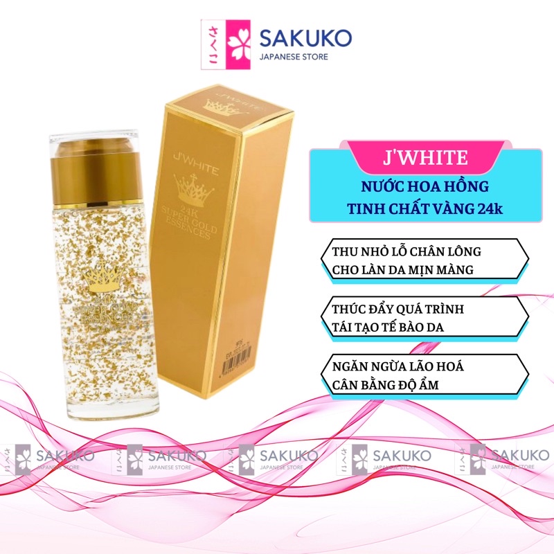 Nước Hoa Hồng Dưỡng Da Tinh Chất Vàng 24K J'WHITE Nội Địa Nhật Bản - SAKUKO