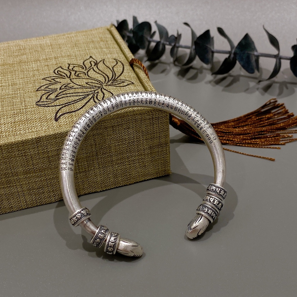 Vòng Bạc S999 Chạm OmmaniPamehum và Bát Nhã Tâm Kinh