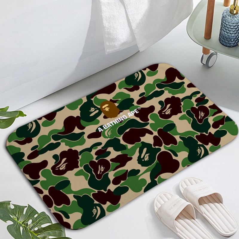 Thảm lót cửa chùi chân Chống Trượt Mềm Mại In Họa Tiết Bape 3D Trang Trí Nhà Ở/Phòng Tắm/Nhà Bếp