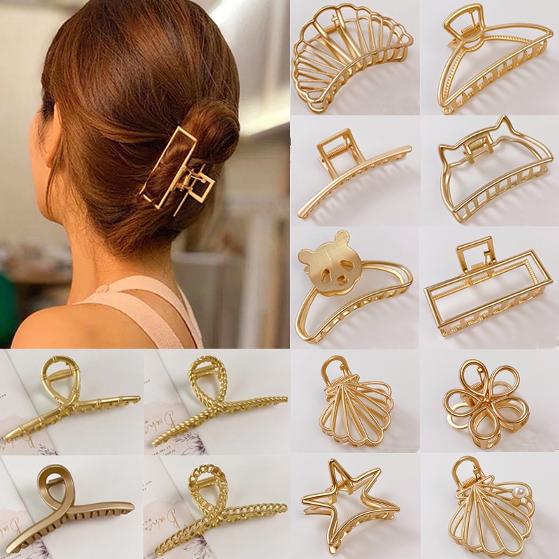Kẹp tóc càng cua bằng kim loại hình vỏ sò / hoa / ngôi sao / động vật thời trang dành cho nữ