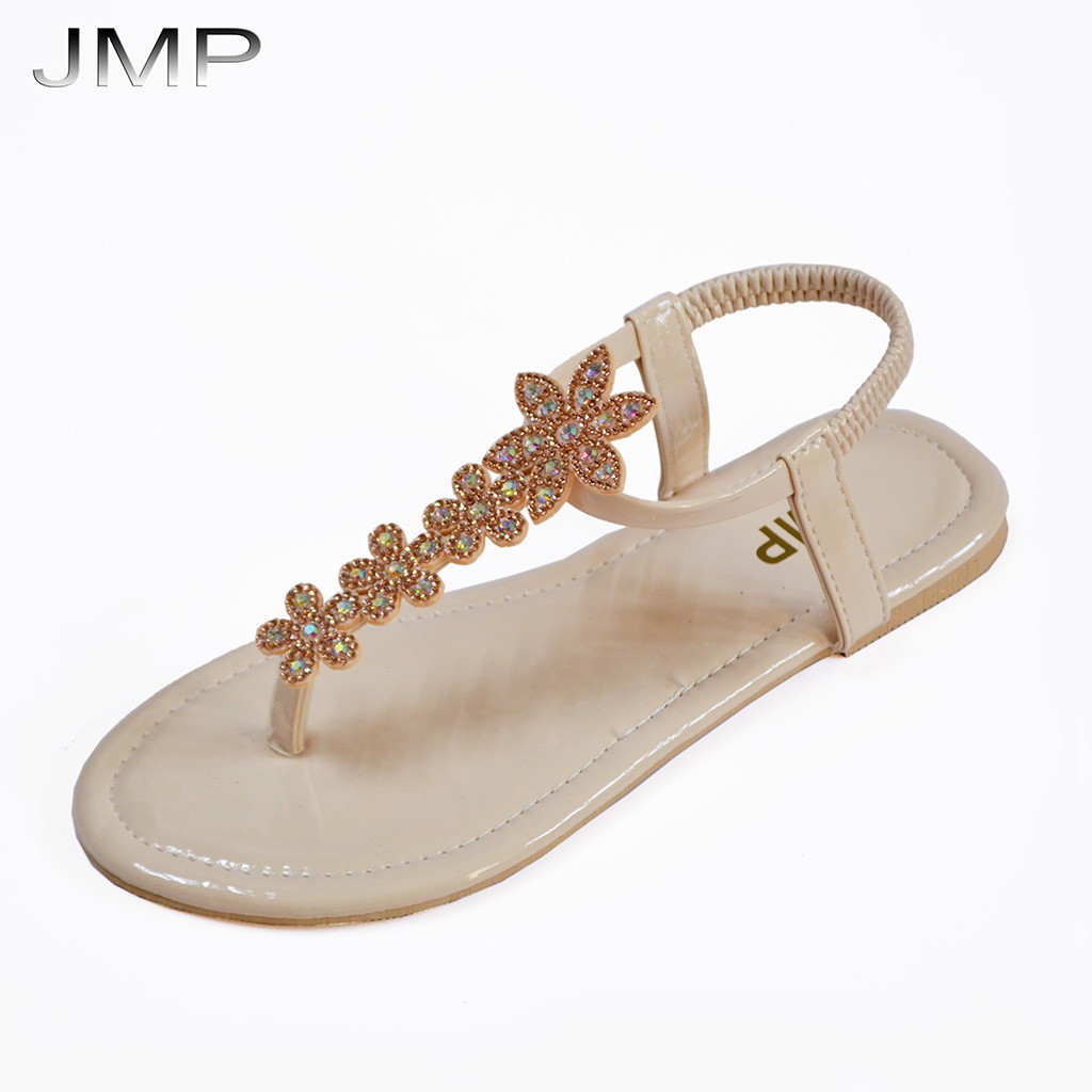 Giày Sandal Nữ Đế Bệt - JMP - Đính Hạt Cánh Hoa Xinh Xắn - SD42