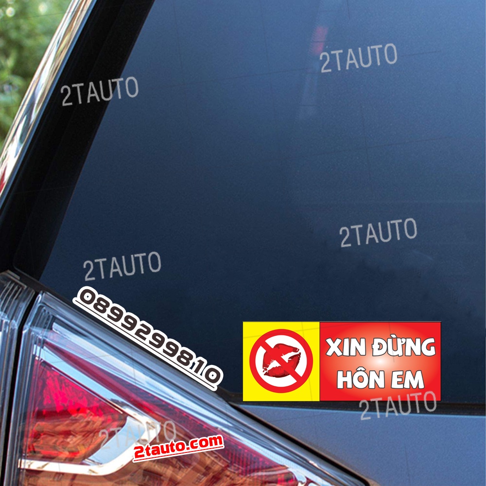 01 Tem Sticker Xin Đừng Hôn Em, Sticker Cảnh Báo Vui Nhộn, Giữ Khoảng Cách Với Xe Phía Trước, Dùng Cho Các Loại Ô Tô