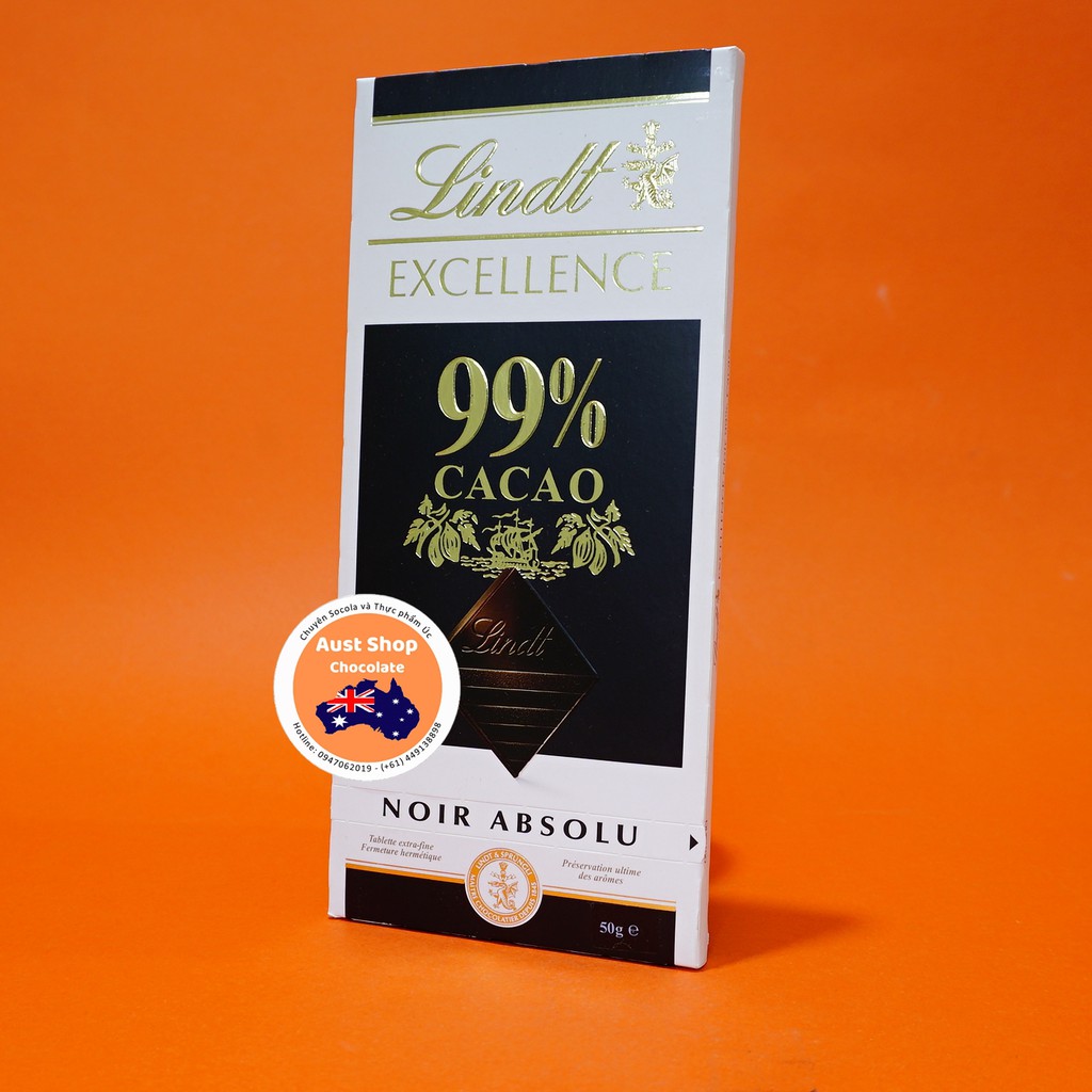 Chocolate Đen Nguyên Chất 99% Lindt HÀNG ÚC - Socola Đắng 99%. Dark Chocolate Lindt Excellence - Aust Shop Chocolate