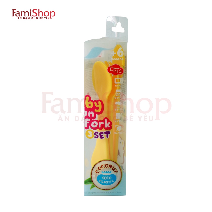 FamiShop Set thìa và dĩa 3 món vàng chuối Unilui dừa