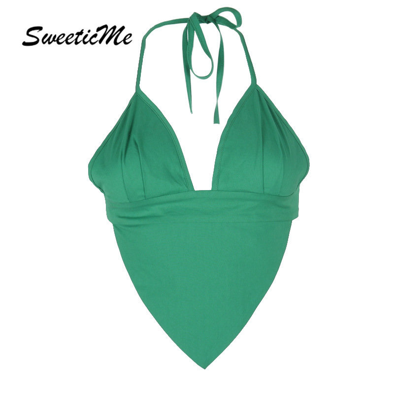 Áo Lửng Hai Dây Cổ Chữ V Gợi Cảm Cho Nữ 2021