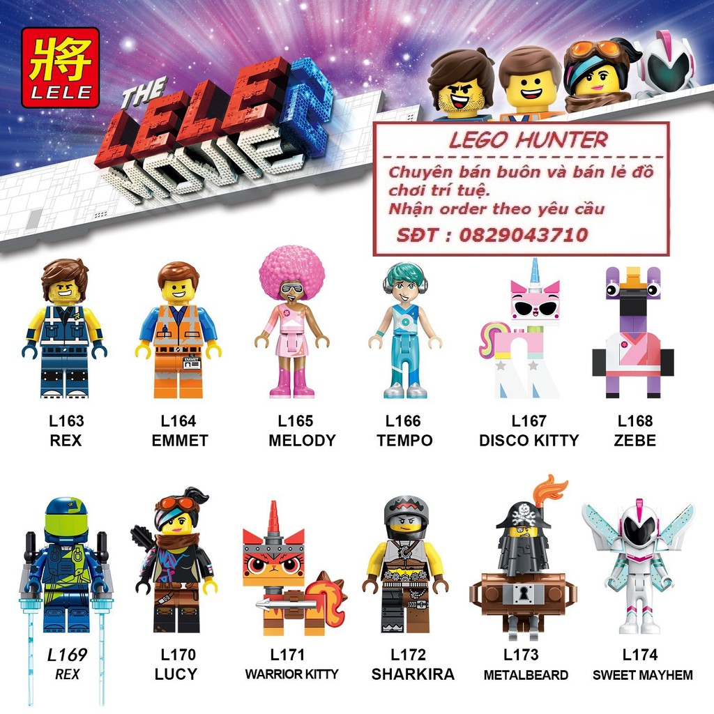 Lego Movie 2 Minifigures nhân vật Rex Emmet Melody Tempo Disco Kitty Zebe Lucy Warrior Kitty Sharkira Metalbeard Sweet