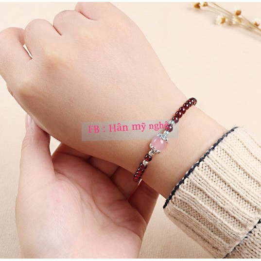 vòng tay garnet 5mm mix phụ kiện 925