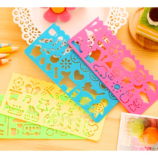 Set 4 thước kẻ in hình nhiều màu cho bé tập vẽ 🍀Clovershop68🍀