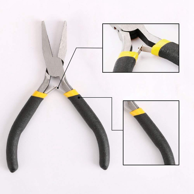 Bộ 8 Kìm Cắt Dây Điện Mini Mũi Dài Với Tay Cầm Màu Đen / Hàm Phẳng / Hàm Cong / Cắt Đường Chéo