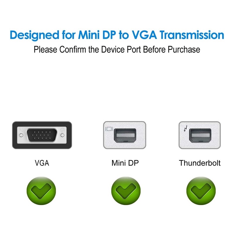 Cổng Chuyển Đổi Mini DisplayPort Sang VGA Cho MacBook Pro / Air / ThinkPad / Surface / PC Laptop