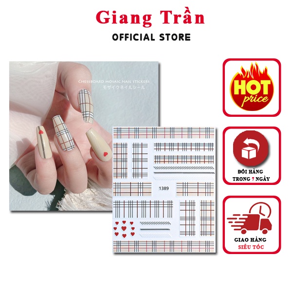 Stick thương hiệu đẹp, mẫu sticker Buberry cực sang chảnh cho các nàng làm móng