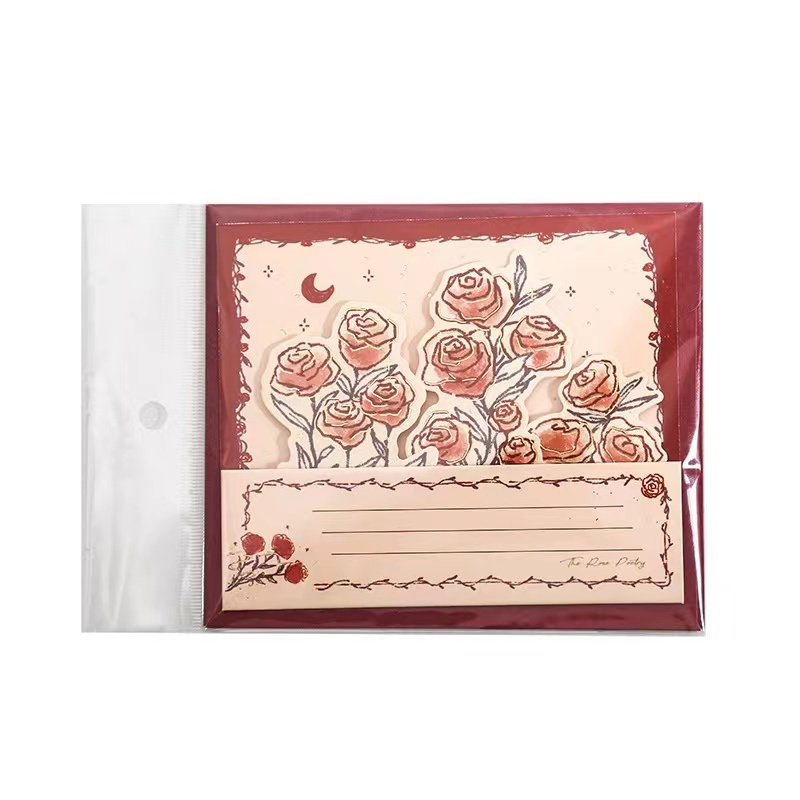 Bộ Thẻ Bài 3D Hình Hoa Hồng Lãng Mạn Dùng Làm Quà Tặng Sinh Nhật / Lễ Tình Nhân