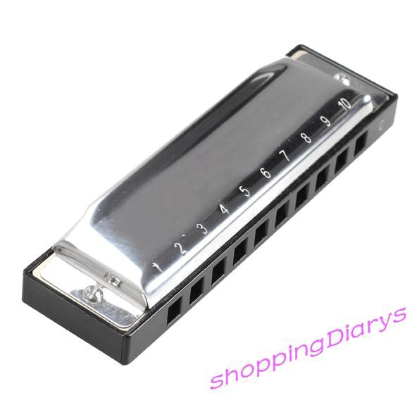 Mới Kèn Harmonica 10 Lỗ Bằng Kim Loại Mạ Bạc Wkp2