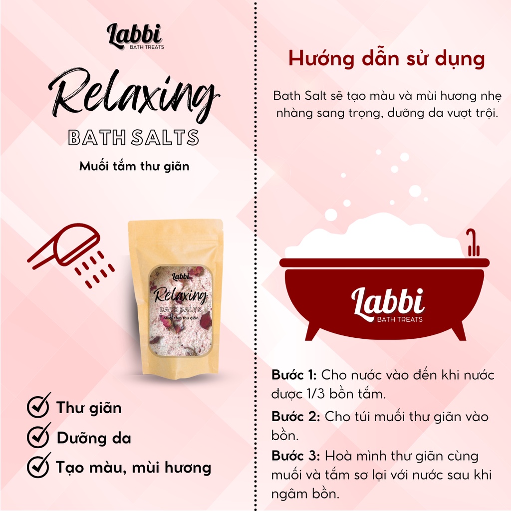 ROSE DUST [Labbi] Relaxing Bath Salt / Muối thư giãn dưỡng da