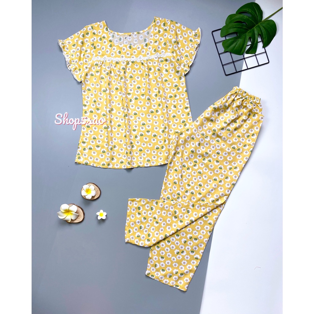 Bộ lanh mặc nhà, đồ bộ tole nữ SHOP5SAO tay ngắn quần dài