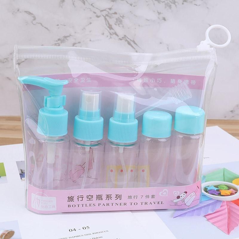 Bộ chiết mỹ phẩm du lịch 5 món kèm túi đựng khóa zip