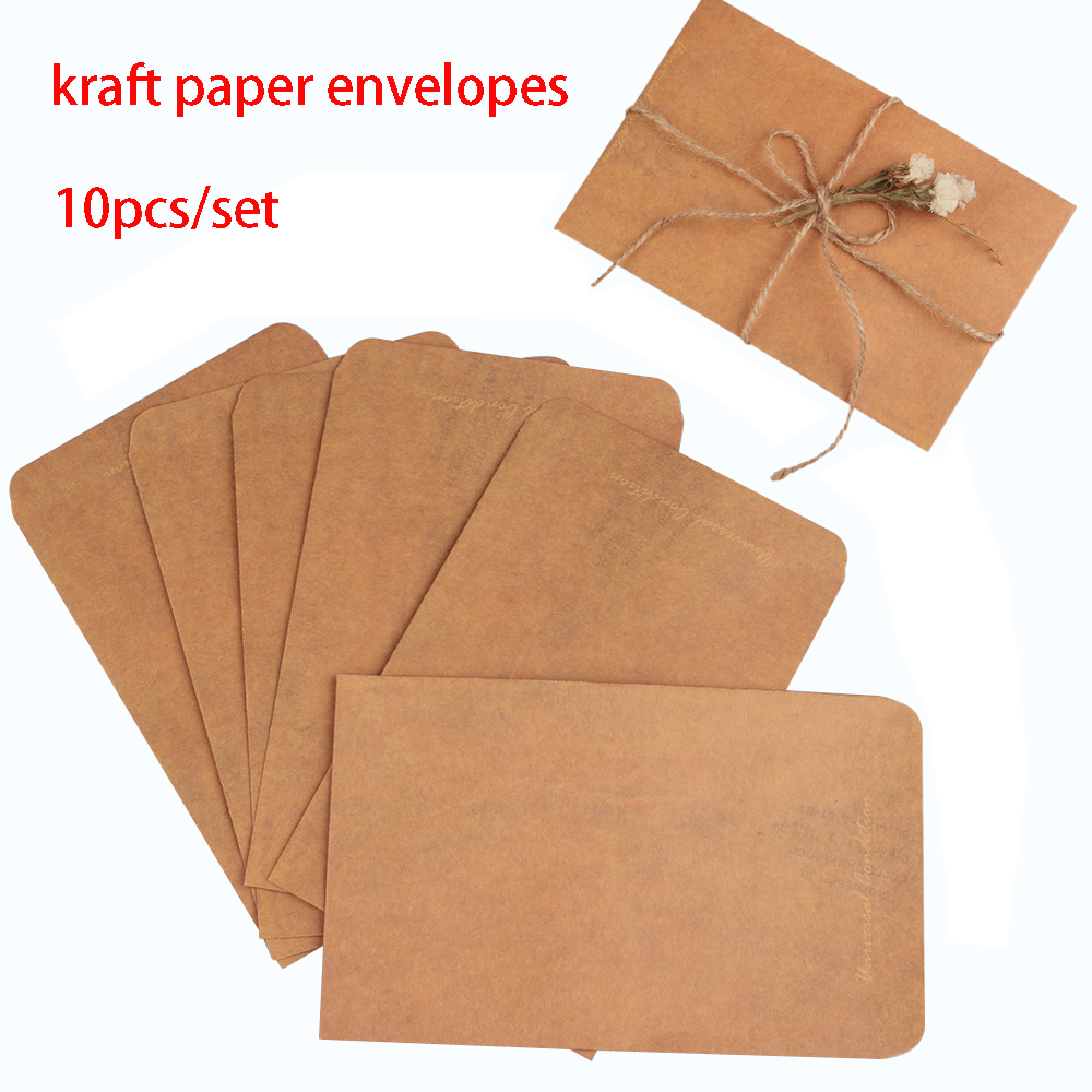 Bộ 10 Phong Bì Bằng Giấy Kraft Họa Tiết Hoạt Hình Phong Cách Cổ Điển Dùng Làm Quà Tặng