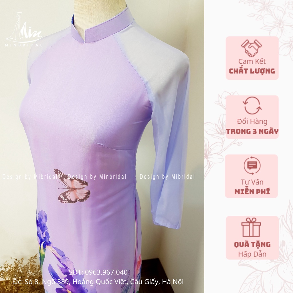 Áo dài chơi tết màu tím cà, áo 4 tà voan tơ óng | BigBuy360 - bigbuy360.vn