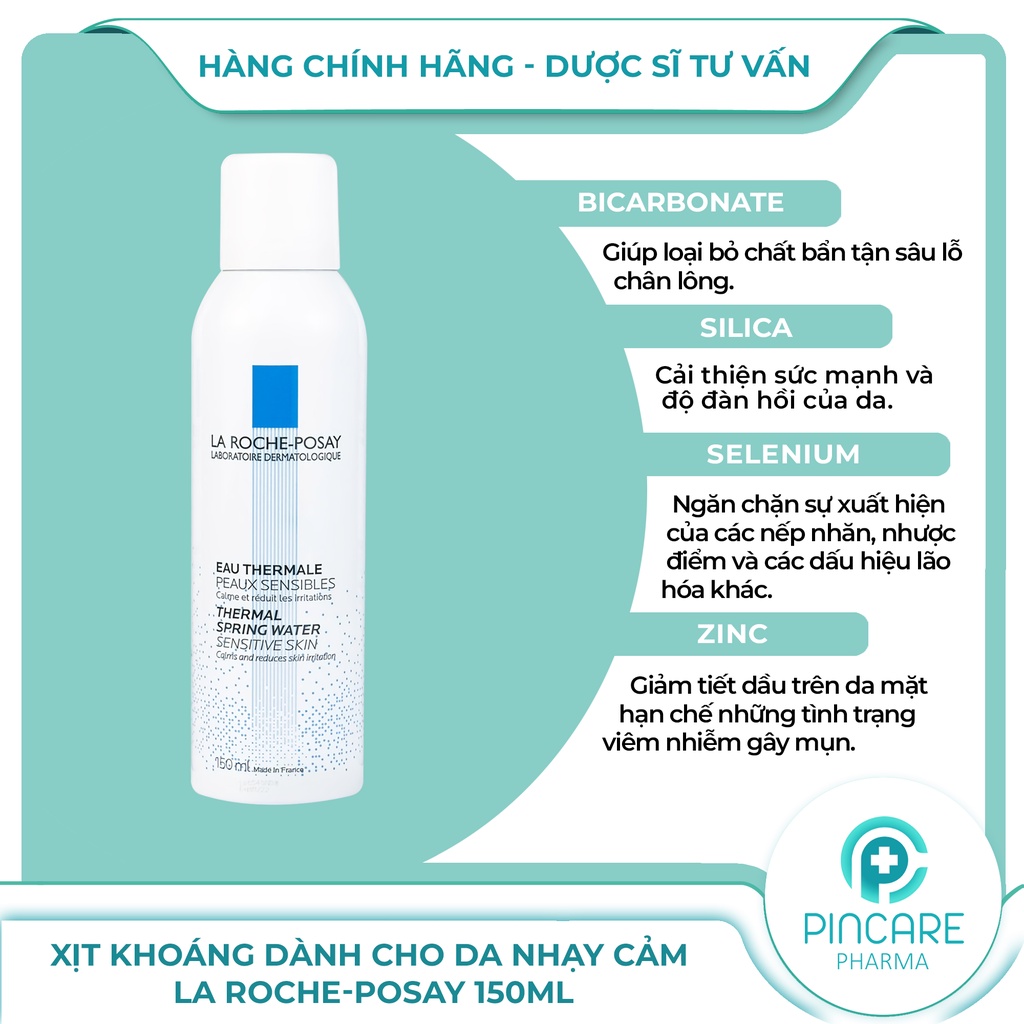 Xịt khoáng La Roche Posay Thermal Spring Water 150 ml dành cho da nhạy cảm - Hàng chính hãng - Nhà thuốc PinCare