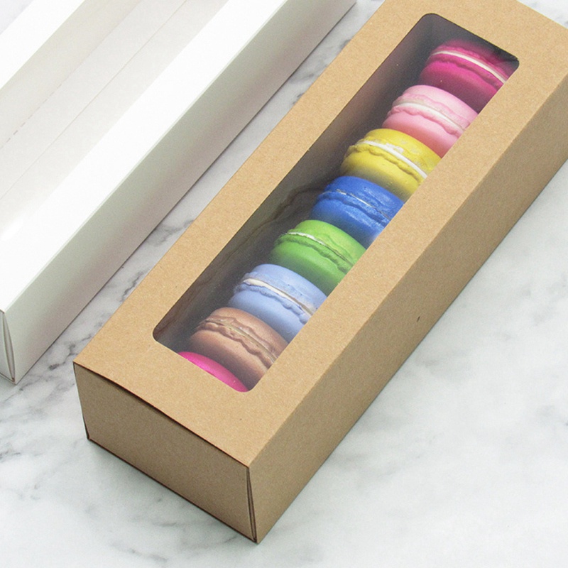 Hộp Giấy Kraft Trong Suốt Đựng Bánh Macaron Tiện Dụng