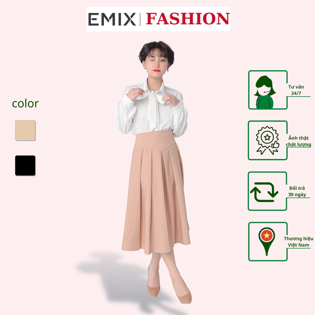Chân váy công sở cao cấp chất ruby EMIX (3 màu), basic dress, midi, dáng dài, cạp cao, khóa sau, chất ruby, ít nhăn CV03