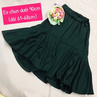 [2NDHAND] Chân váy nữ đen xoè, công sở, ren, gấm