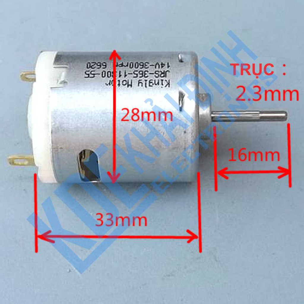 2 cái động cơ DC Kingly 365 DC12-24V 3000-6000RPM 55g TRỤC 2.3mm kde3490