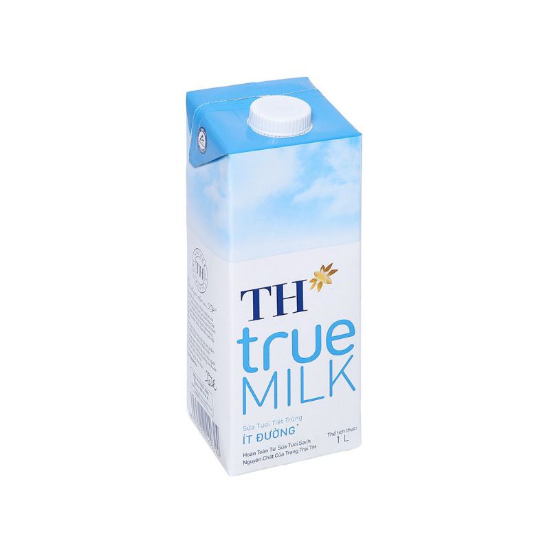 Thùng sữa tươi 12 hộp TH TrueMilk,ít đường 1 lít