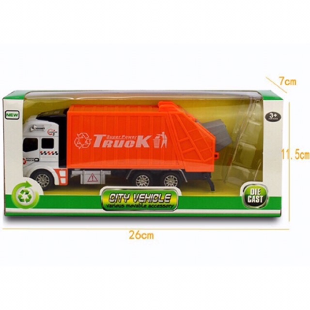 Xe ô tô chở rác xe rác đồ chơi trẻ em tỉ lệ 1:48 chạy cót